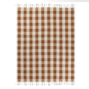 Yard Pecan Chesil Check Tasselled Throw